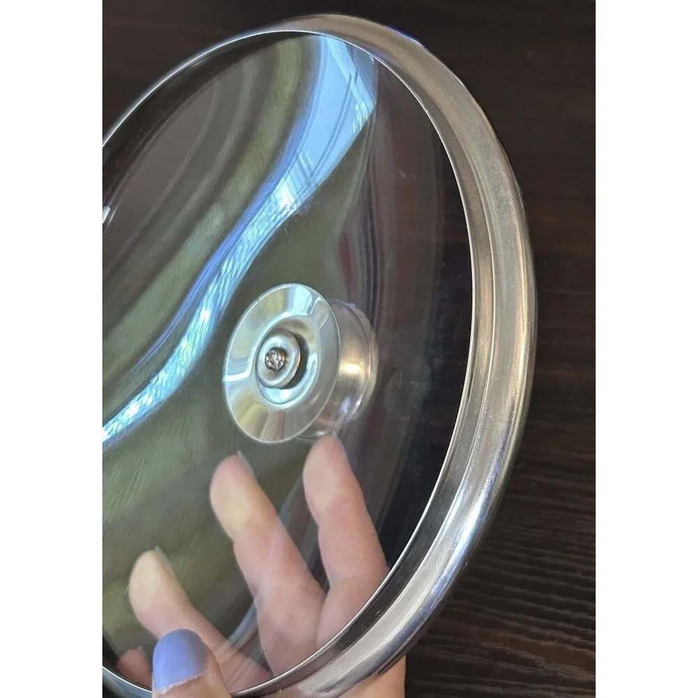 Wolfgang Puck 8” Glass Replacement Lid Only Stainless Rim Knob Tempered Cookware